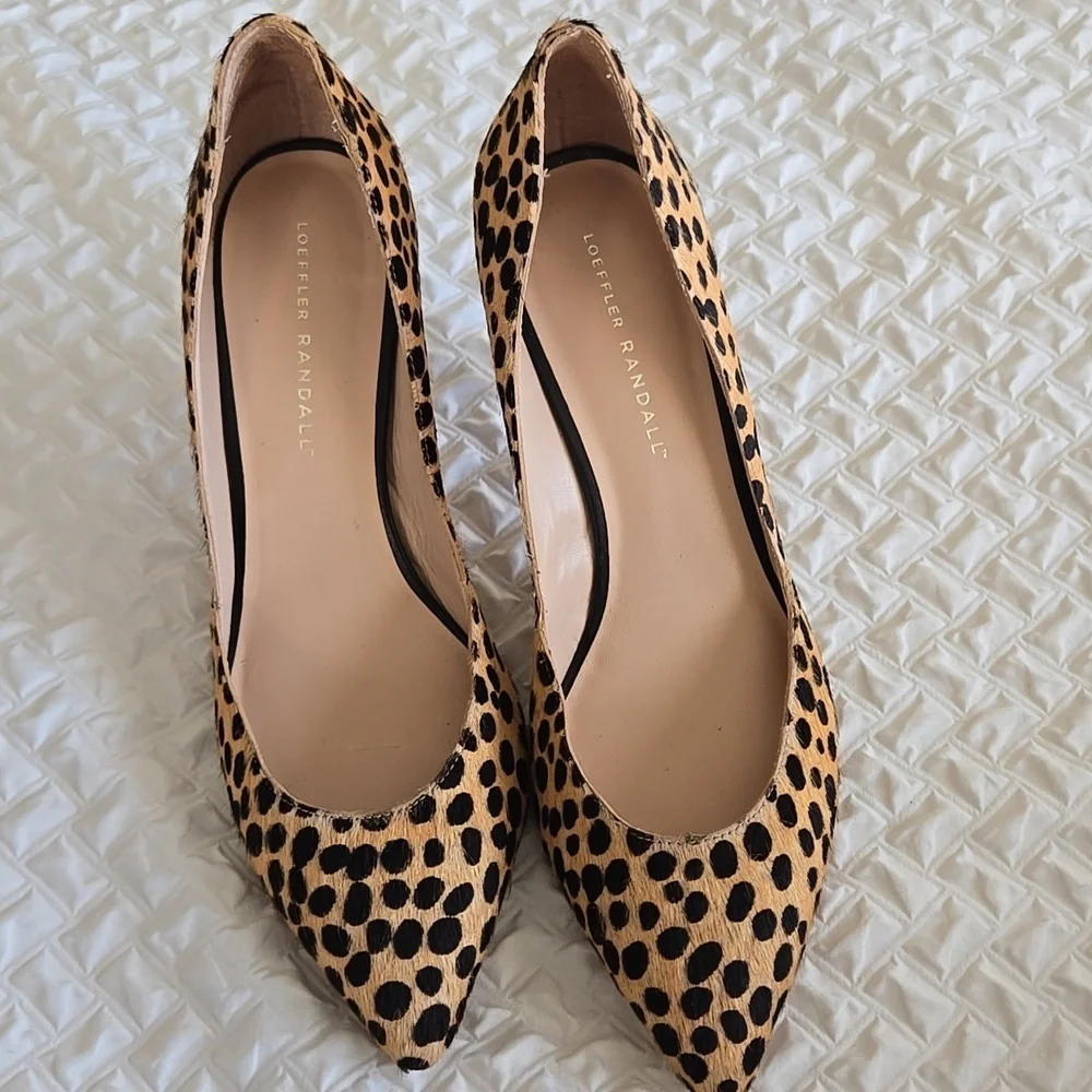 Loeffler Randall Pari Cheetah Print Real Fur Stiletto High Heel Pumps Mobwife